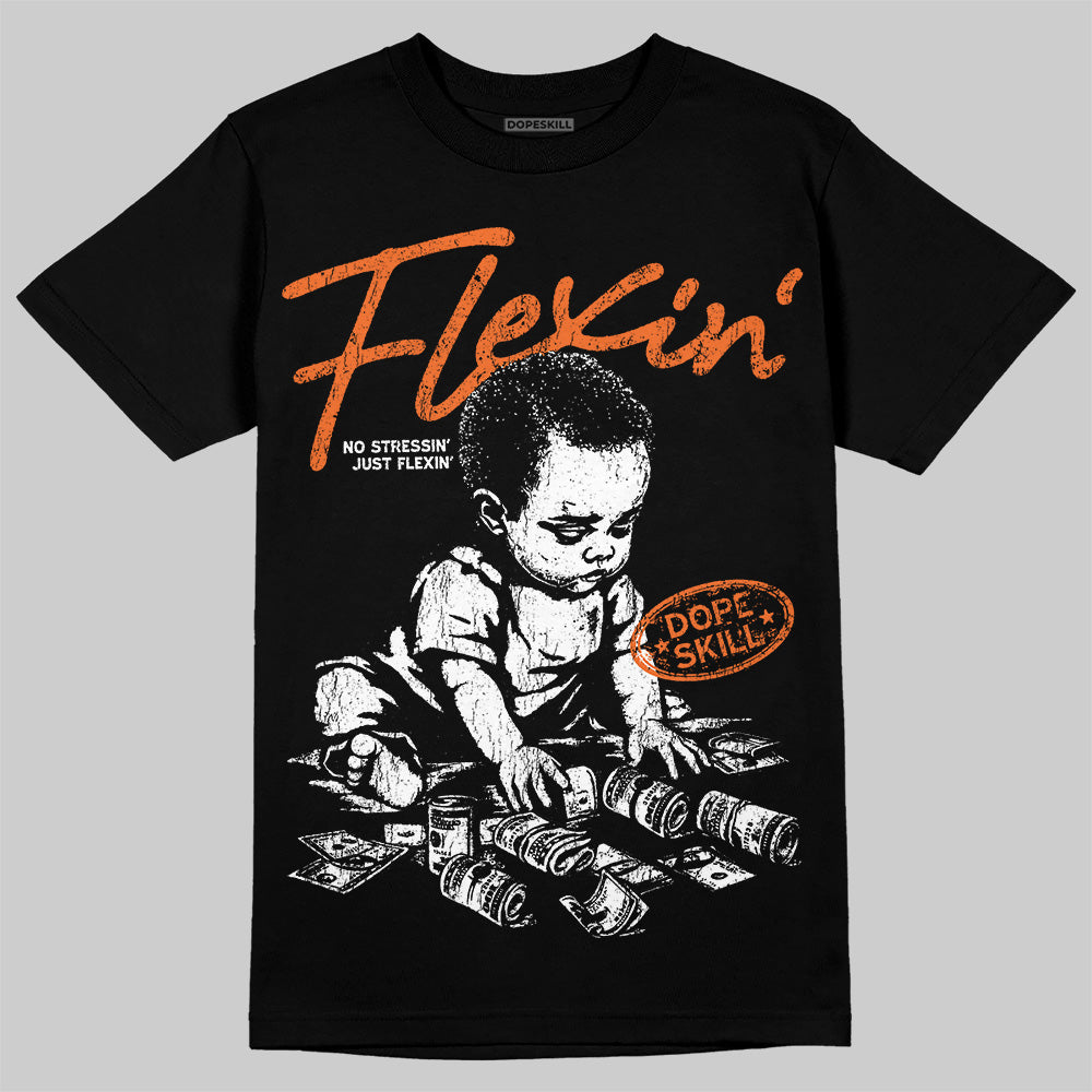 Orange Black White DopeSkill T-Shirt Flexin' Graphic