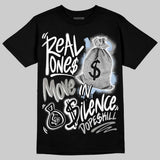 White Metallic 5s DopeSkill T-Shirt Real Ones Move In Silence Graphic