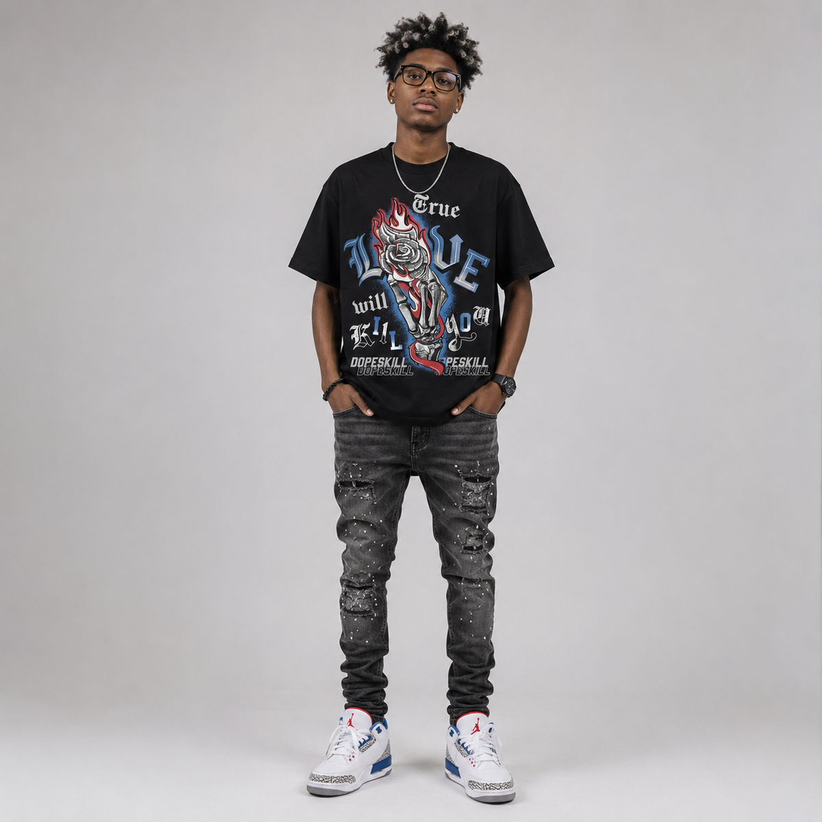 “True Blue” 3s DopeSkill T-Shirt True Love Will Kill You Graphic