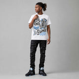 Black University Blue 5s DopeSkill T-Shirt Real Ones Move In Silence Graphic