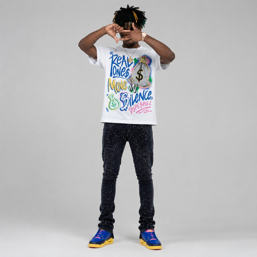 Brazil 3s DopeSkill T-Shirt Real Ones Move In Silence Graphic