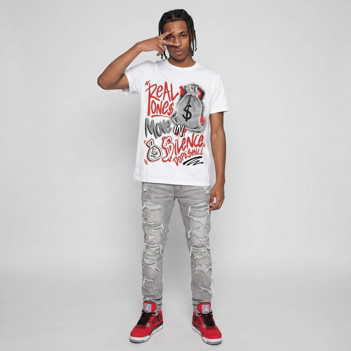 Toro Bravo 4s DopeSkill T-Shirt Real Ones Move In Silence Graphic
