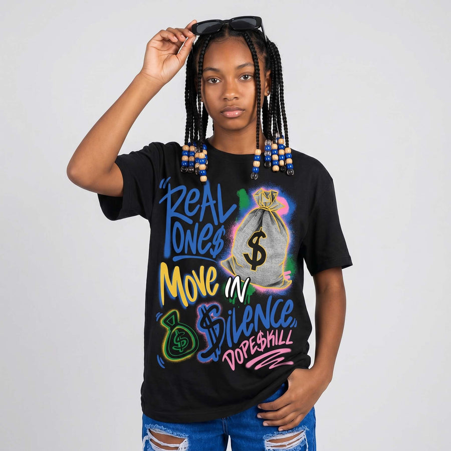 Brazil 3s DopeSkill T-Shirt Real Ones Move In Silence Graphic