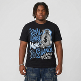 Black University Blue 5s DopeSkill T-Shirt Real Ones Move In Silence Graphic