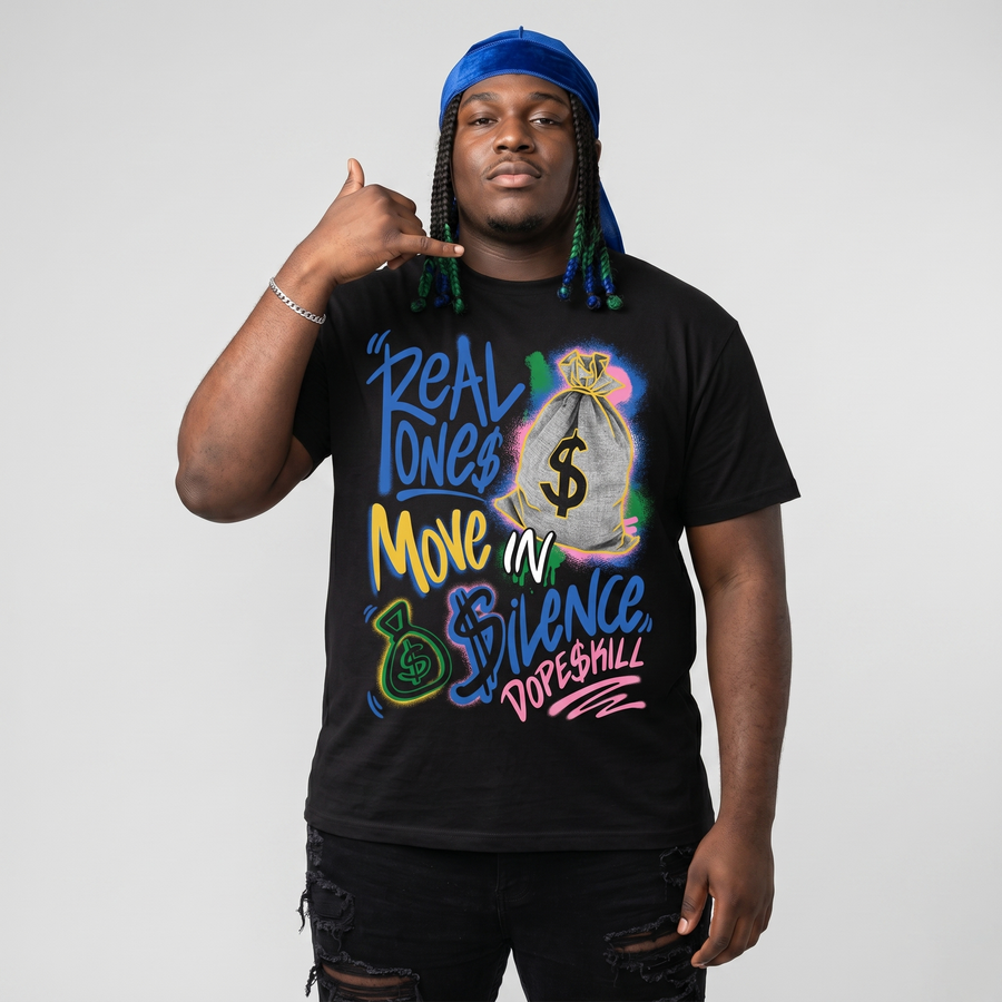 Brazil 3s DopeSkill T-Shirt Real Ones Move In Silence Graphic