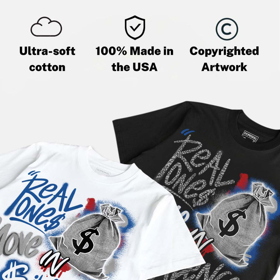 “True Blue” 3s DopeSkill T-Shirt Real Ones Move In Silence Graphic
