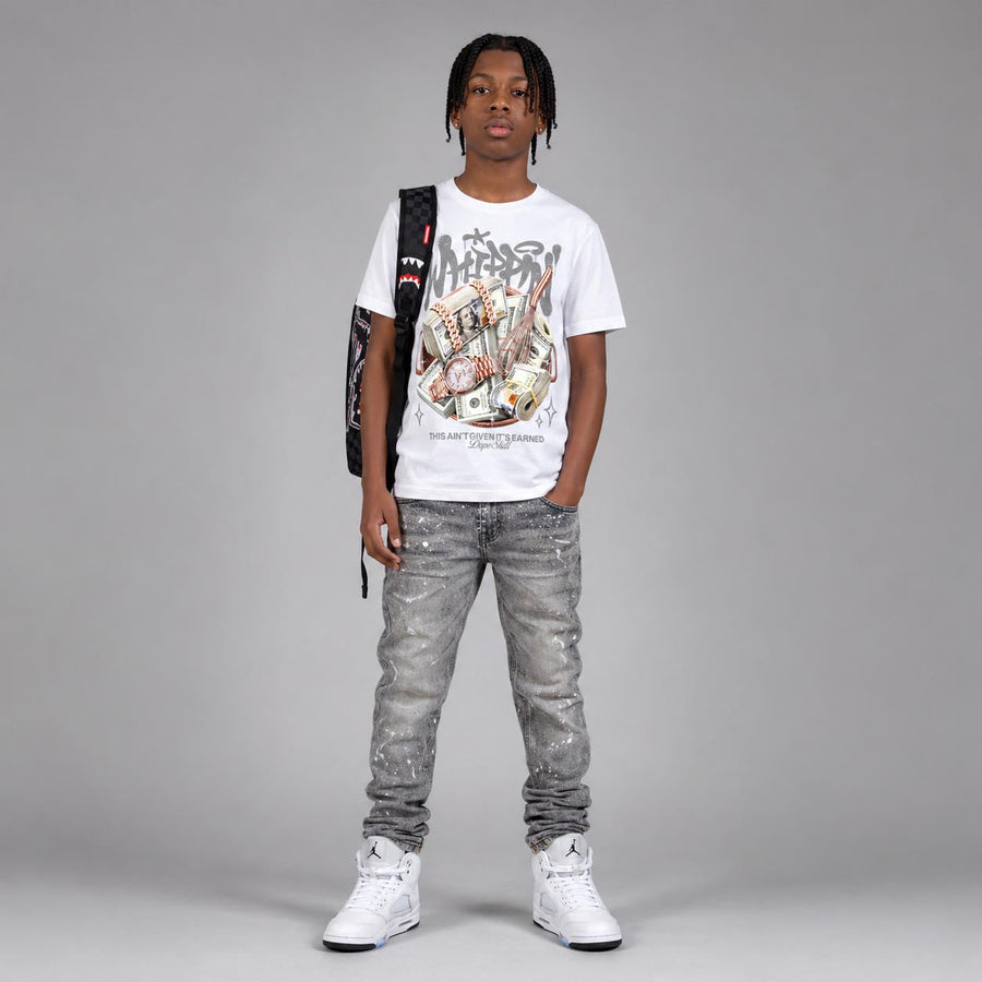 White Metallic 5s DopeSkill T-Shirt Whippin Graphic