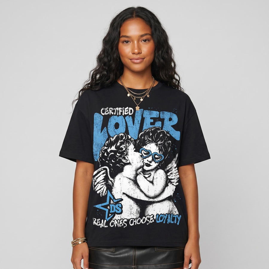 University Blue 14s DopeSkill Oversize Print T-Shirt Real Ones Choose Loyalty Graphic