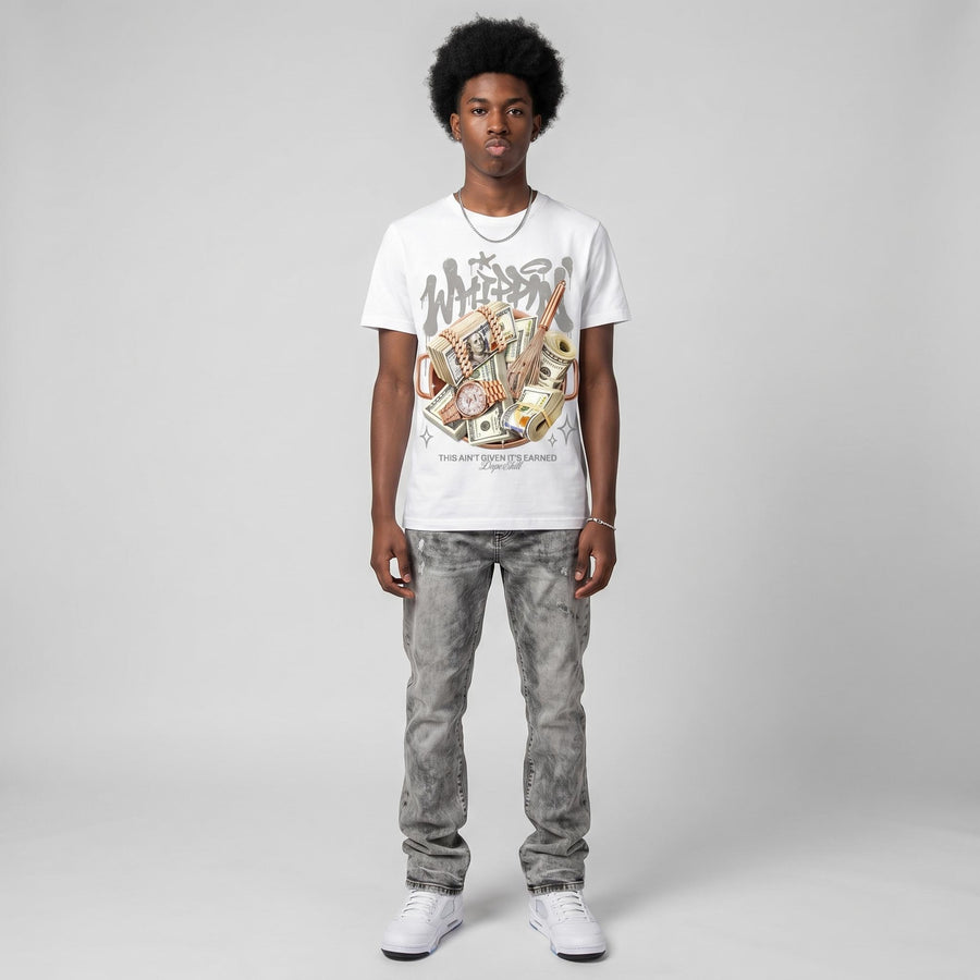 White Metallic 5s DopeSkill T-Shirt Whippin Graphic