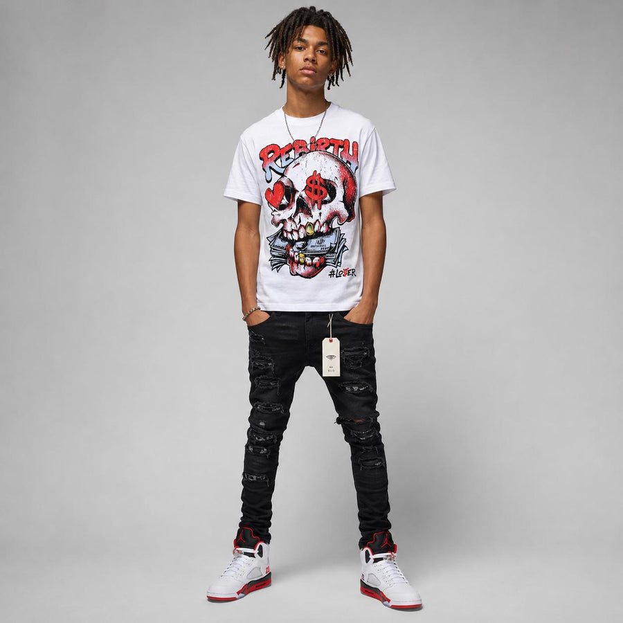 Fire Red “Black Tongue” 5s DopeSkill T-Shirt Rebirth Graphic