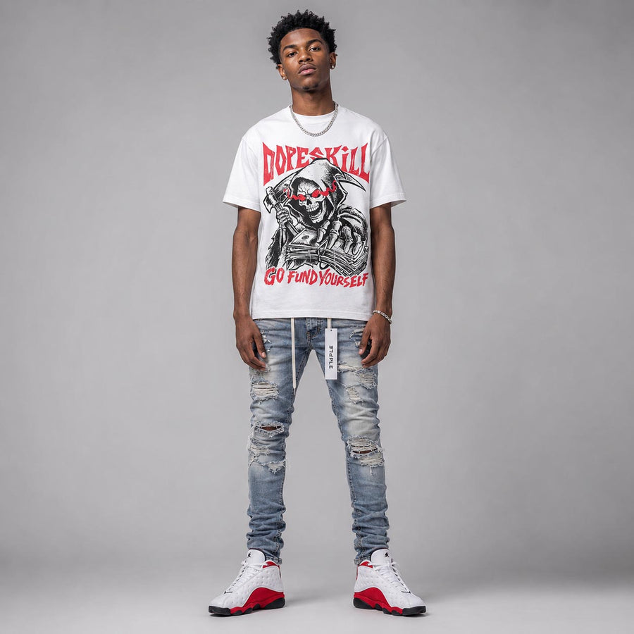 AJ 13 Chicago True Red Cherry DopeSkill T-Shirt Go Fund Yourself Graphic