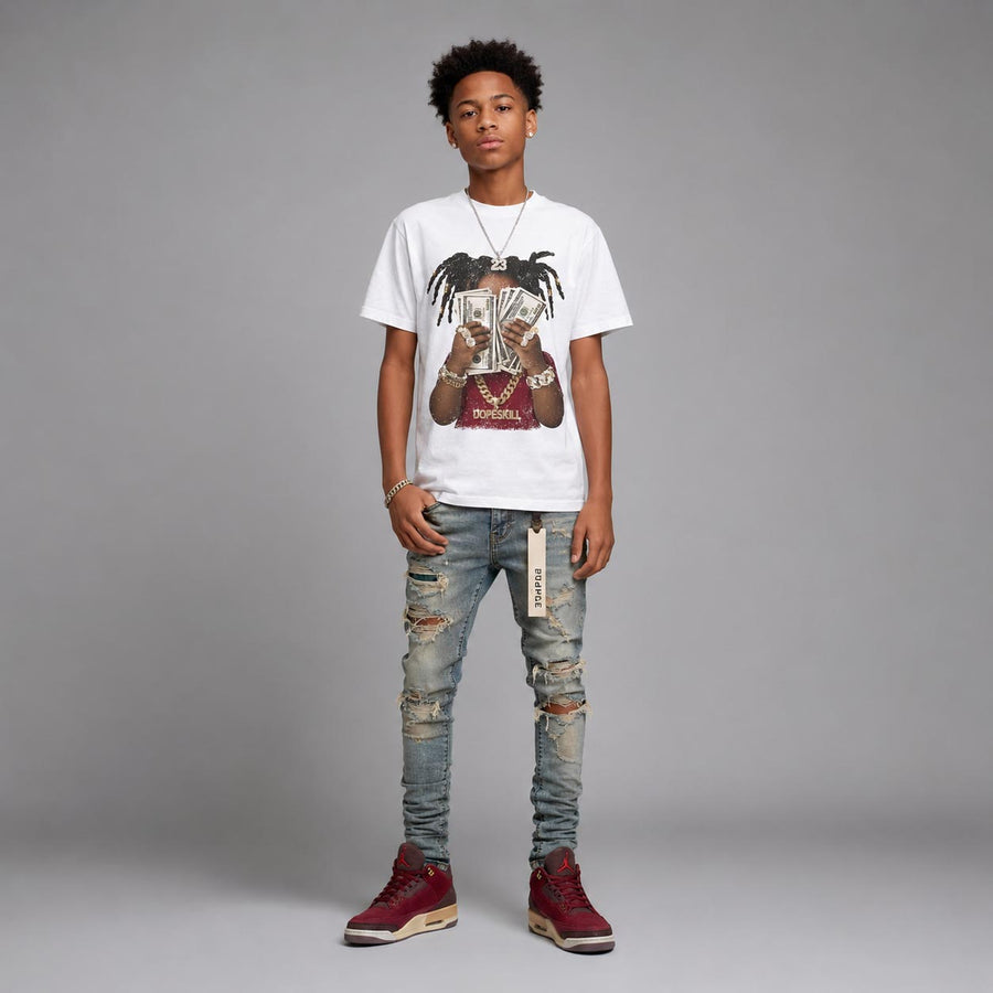 “Bin 23” 3s DopeSkill T-Shirt Rich Youth Graphic