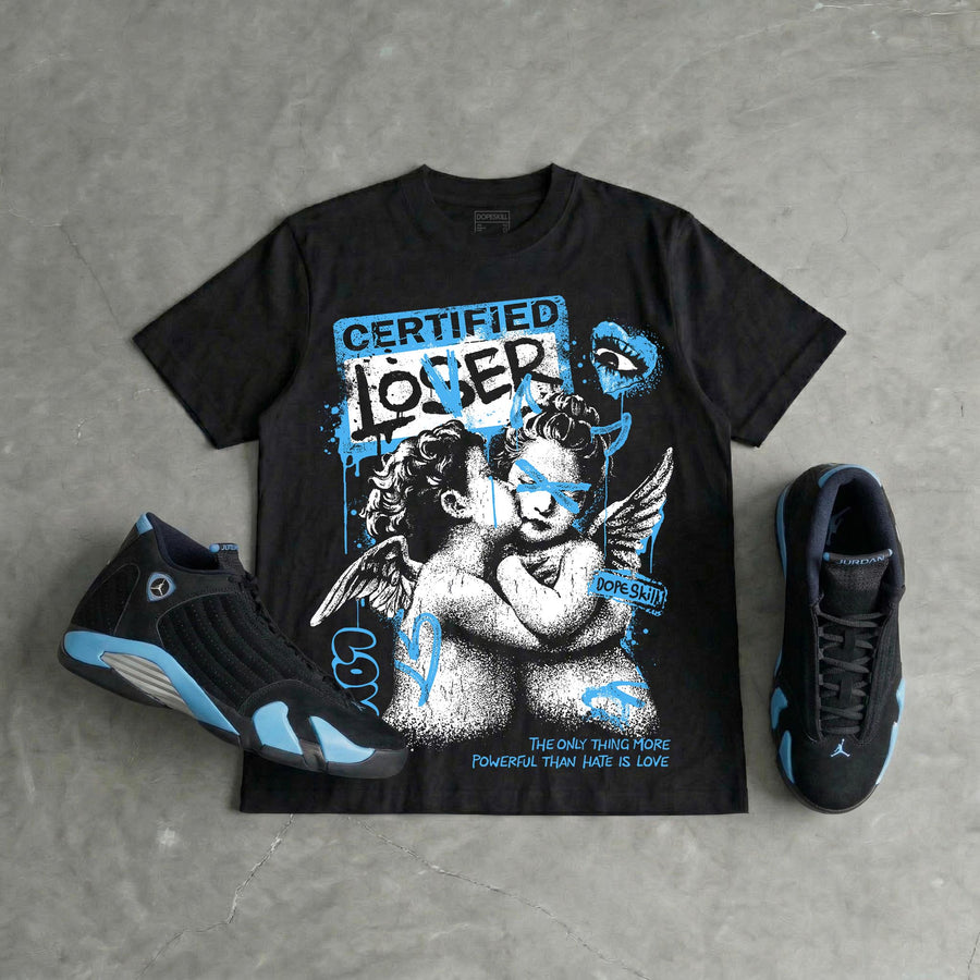 University Blue 14s DopeSkill T-Shirt Certified Lover Graphic