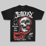 Red Oversize Print Jealousy DopeSkill Graphic T-shirt