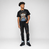 Black University Blue 5s DopeSkill T-Shirt Rich Youth Graphic
