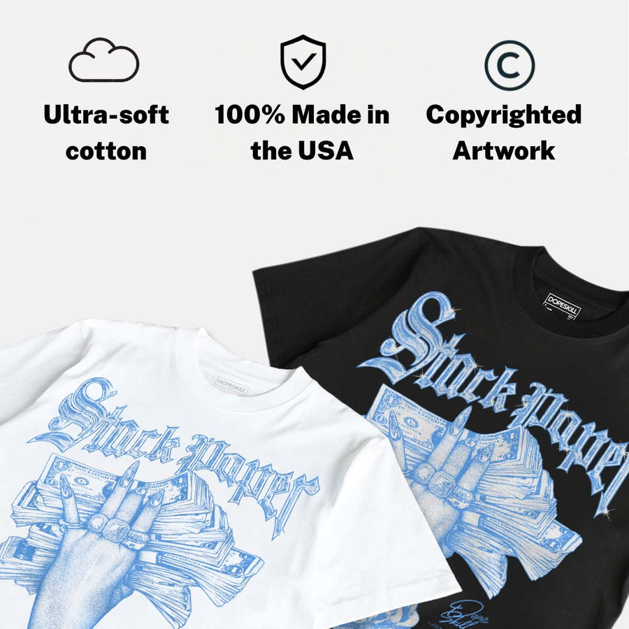 Black University Blue 5s DopeSkill T-Shirt Stack Paper Graphic