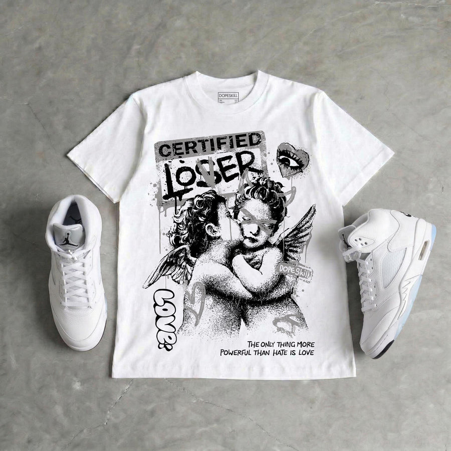 White Metallic 5s DopeSkill T-Shirt Certified Lover Graphic