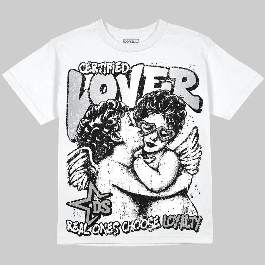 White Metallic 5s DopeSkill Oversize Print T-Shirt Real Ones Choose Loyalty Graphic