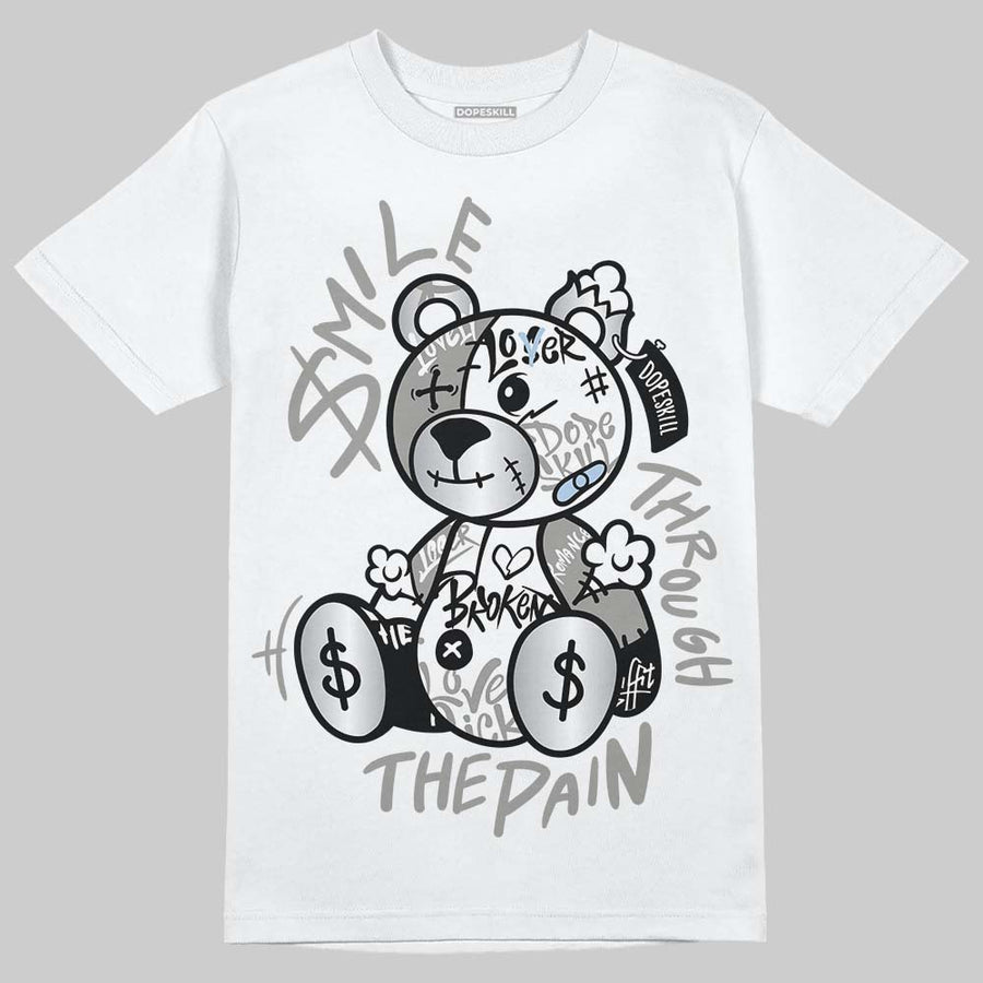 White Metallic 5s DopeSkill T-Shirt Smile Through The Pain Graphic