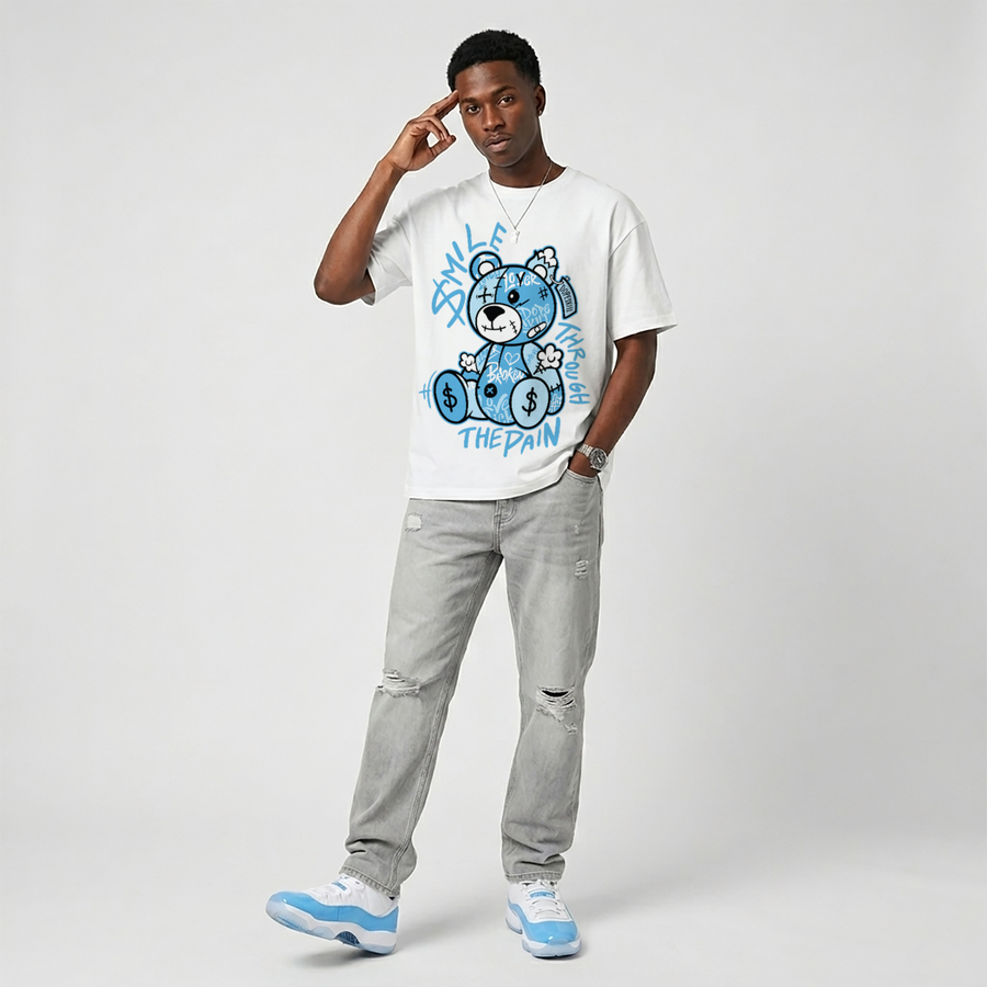 UNC 11s DopeSkill T-Shirt Smile Through The Pain Graphic