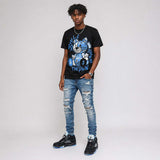 Black University Blue 5s DopeSkill T-Shirt Smile Through The Pain Graphic
