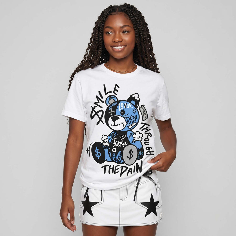 Black University Blue 5s DopeSkill T-Shirt Smile Through The Pain Graphic