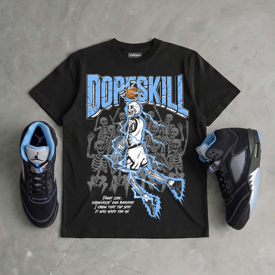 Black University Blue 5s DopeSkill T-Shirt Thunder Dunk Graphic