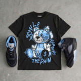 Black University Blue 5s DopeSkill T-Shirt Smile Through The Pain Graphic