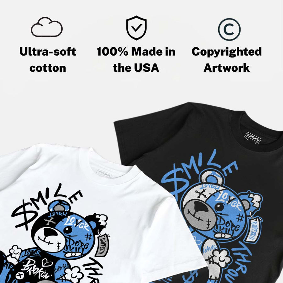 Black University Blue 5s DopeSkill T-Shirt Smile Through The Pain Graphic