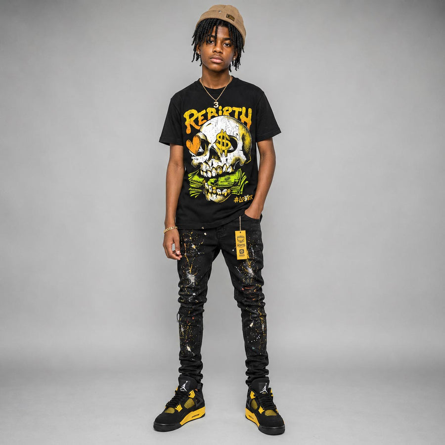 Black Tour Yellow AJ 4 Thunder DopeSkill T-Shirt Rebirth Graphic