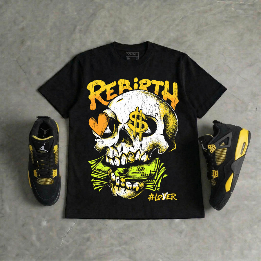 Black Tour Yellow AJ 4 Thunder DopeSkill T-Shirt Rebirth Graphic