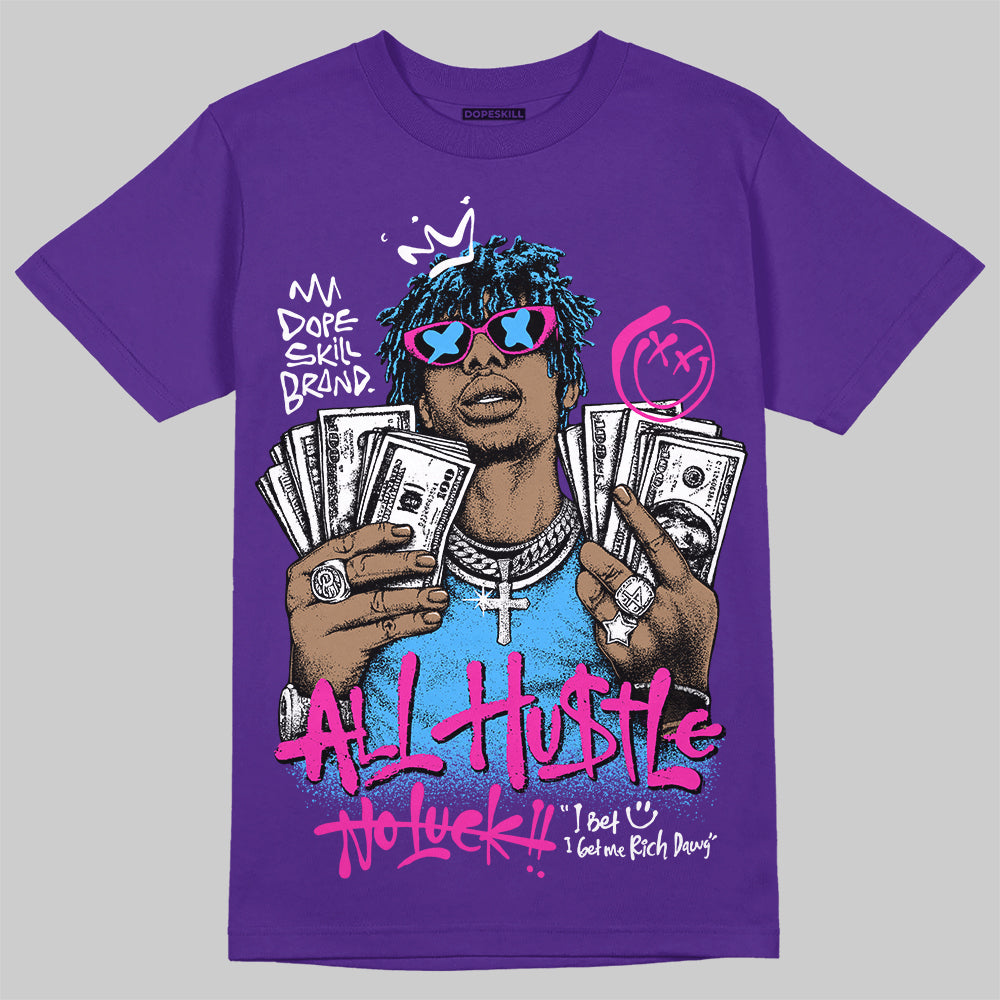 PURPLE 'All Hustle No Luck' DopeSkill Graphic T-Shirt
