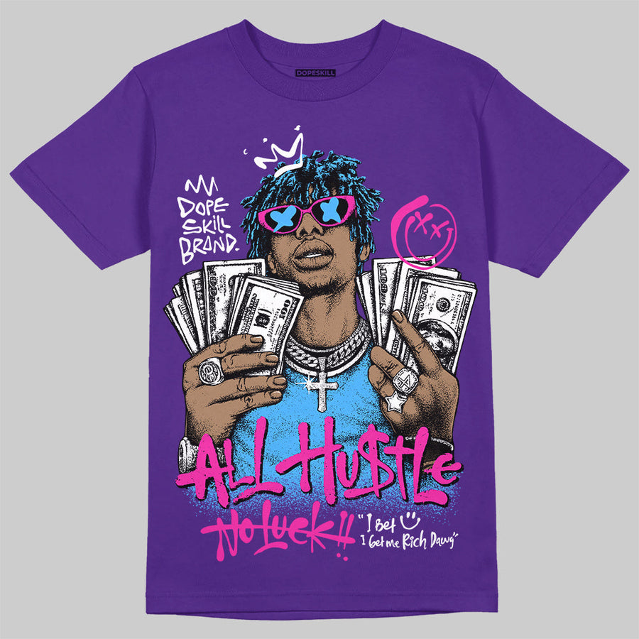 PURPLE 'All Hustle No Luck' DopeSkill Graphic T-Shirt