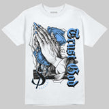 Black University Blue 5s DopeSkill T-Shirt Trust God Graphic