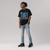 Black University Blue 5s DopeSkill T-Shirt Protect Me From Evil Graphic
