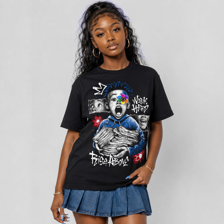 “True Blue” 3s DopeSkill T-Shirt Work Hard Rise Above Graphic
