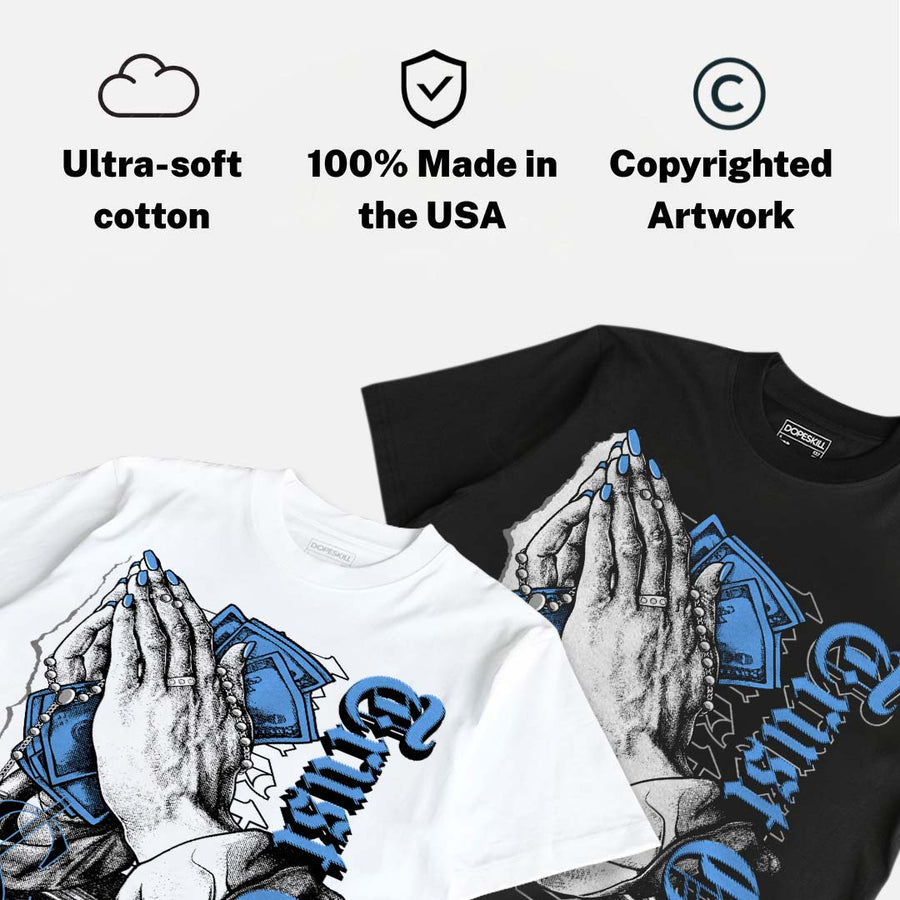 Black University Blue 5s DopeSkill T-Shirt Trust God Graphic