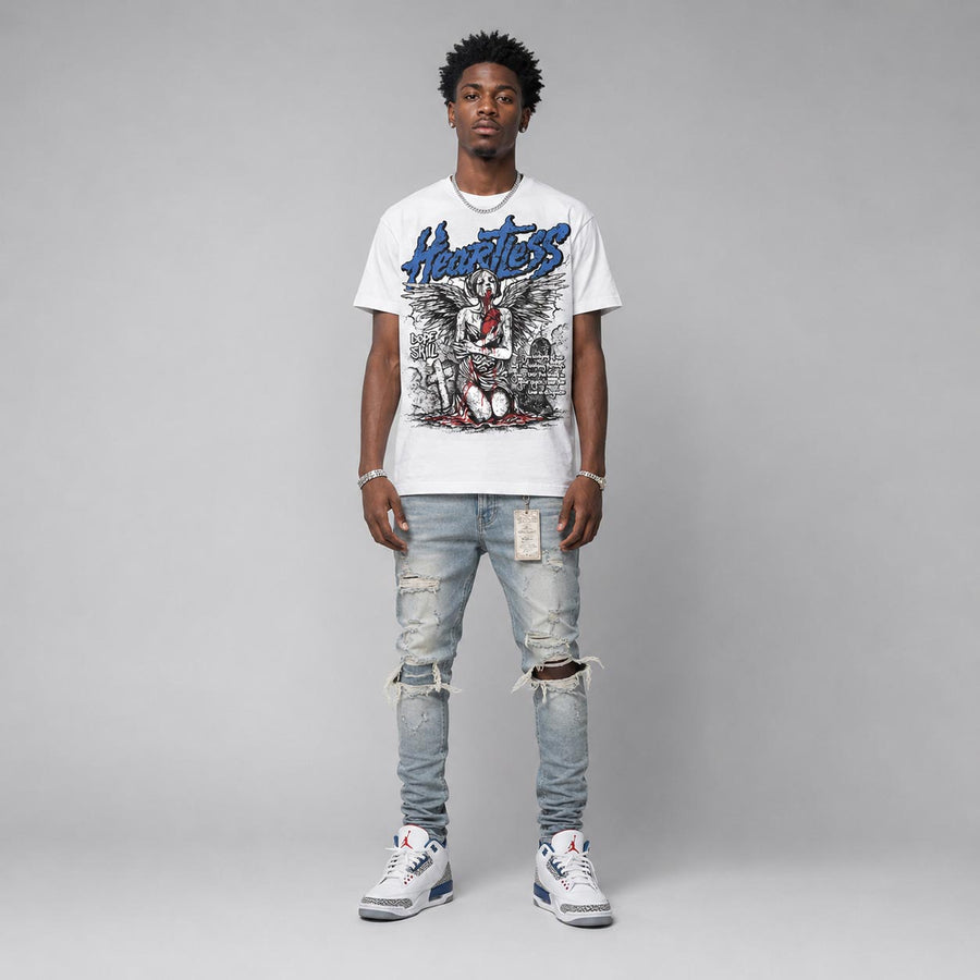 “True Blue” 3s DopeSkill T-Shirt Heartless Graphic