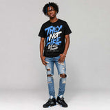 Black University Blue 5s DopeSkill T-Shirt They Not Like Us Graphic