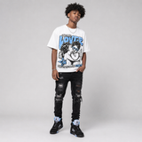 Black University Blue 5s DopeSkill Oversize Print T-Shirt Real Ones Choose Loyalty Graphic