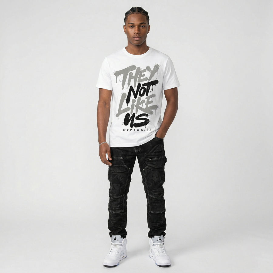 White Metallic 5s DopeSkill T-Shirt They Not Like Us Graphic