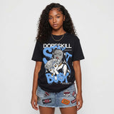 Black University Blue 5s DopeSkill T-Shirt Stay It Busy Graphic
