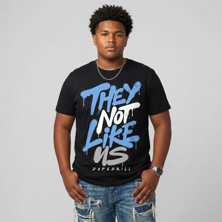 Black University Blue 5s DopeSkill T-Shirt They Not Like Us Graphic
