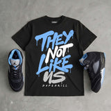 Black University Blue 5s DopeSkill T-Shirt They Not Like Us Graphic