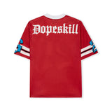 DopeSkill Oversized Jersey Streetwear Graphic Tee Cool V-Neck Red T-Shirt Angel 26 Graphic
