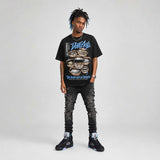 Black University Blue 5s DopeSkill T-Shirt The Mouth With No Droughts Graphic