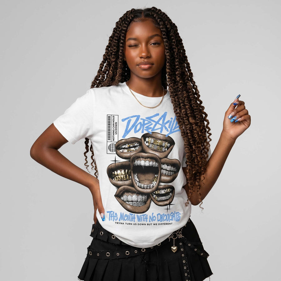 Black University Blue 5s DopeSkill T-Shirt The Mouth With No Droughts Graphic