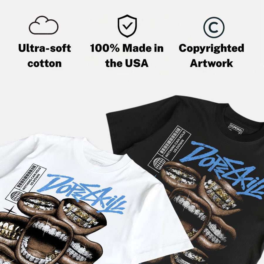 Black University Blue 5s DopeSkill T-Shirt The Mouth With No Droughts Graphic
