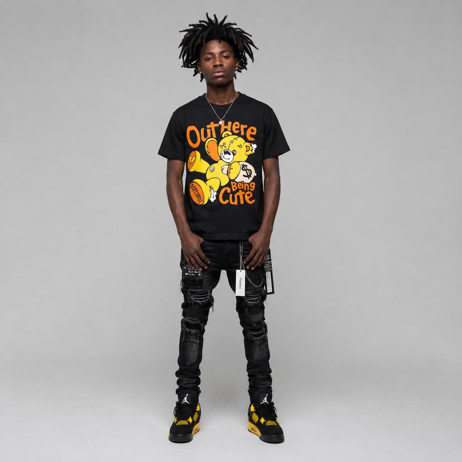 Black Tour Yellow AJ 4 Thunder DopeSkill T-Shirt Out Here Being Cute Graphic