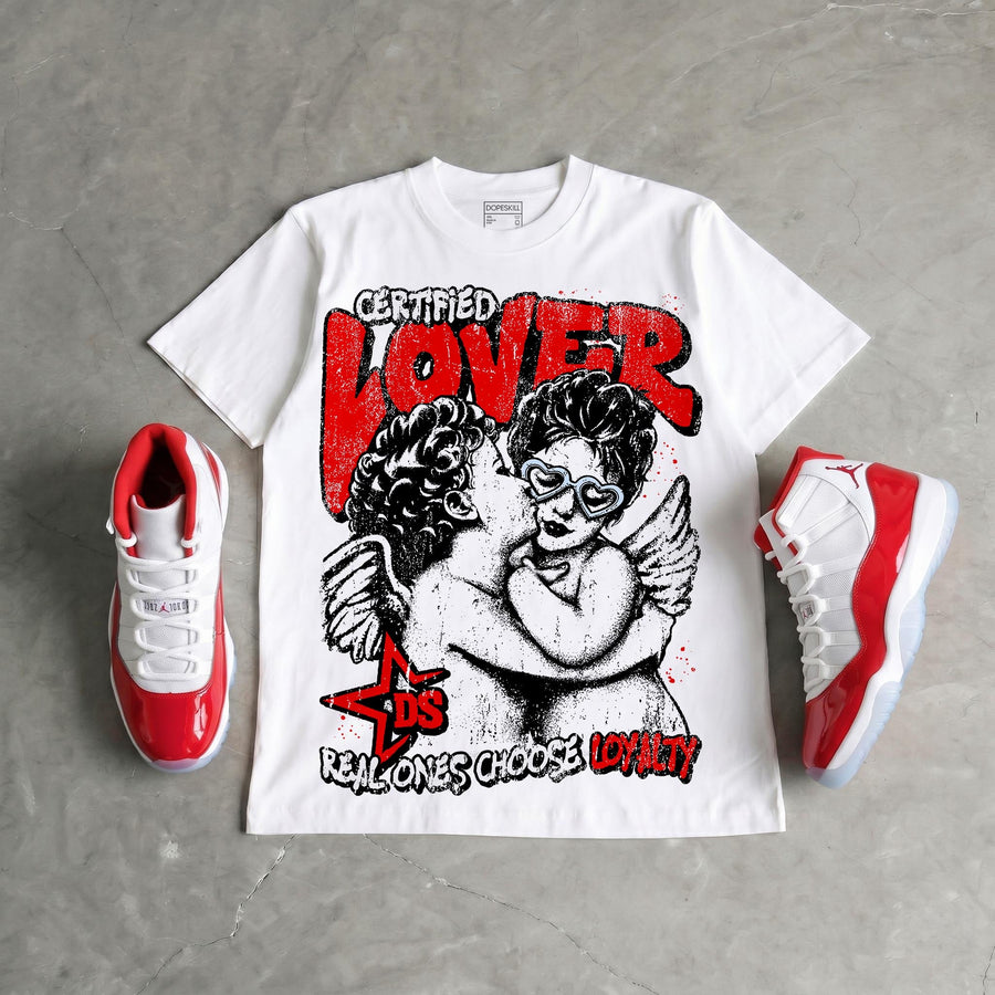 Cherry 11s DopeSkill Oversize Print T-Shirt Real Ones Choose Loyalty Graphic